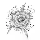 bird humming flower tattoo design idea
