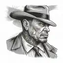 A portrait of a notorious gangster from Des Moines, with subtle nods to the client's own mafia background tattoo design idea