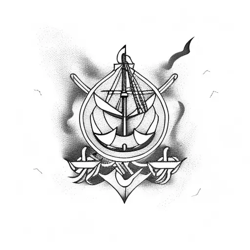 A sailor navigating through treacherous waves in Kamchatka tattoo design idea