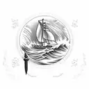A sailor navigating through treacherous waves in Kamchatka tattoo design idea