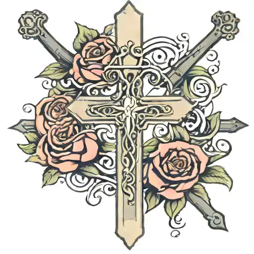 cross intertwined matthew 28:20 bible verse  tattoo design idea