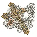 cross intertwined matthew 28:20 bible verse  tattoo design idea