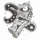 A Toy Story inspired tattoo featuring the iconic phrase 'To Infinity and Beyond' whith the letter s and c on background tattoo design idea