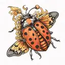 ladybug butterfly hybrid creature combining elements tattoo design idea