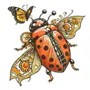 ladybug butterfly hybrid creature combining elements tattoo design idea