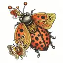 ladybug butterfly hybrid creature combining elements tattoo design idea