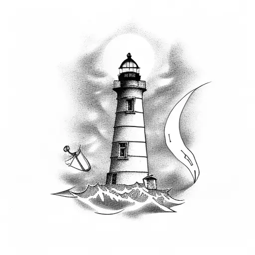lighthouse and anchor tattoo design idea