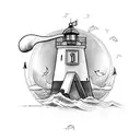 lighthouse and anchor tattoo design idea