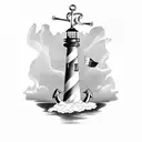 lighthouse and anchor tattoo design idea