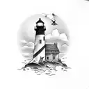 lighthouse and anchor tattoo design idea