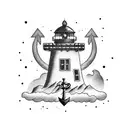 lighthouse and anchor tattoo design idea