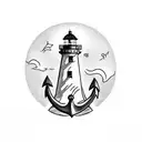 lighthouse and anchor tattoo design idea