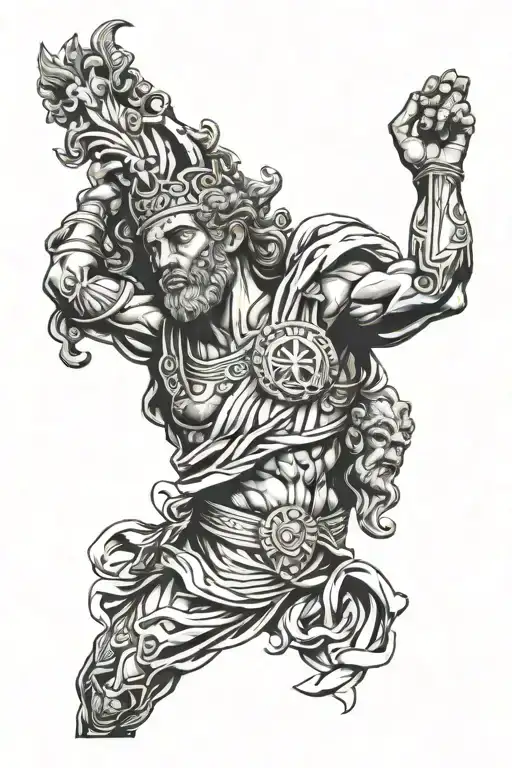 ancient Greece gods all the heavens sleeve tattoo design idea