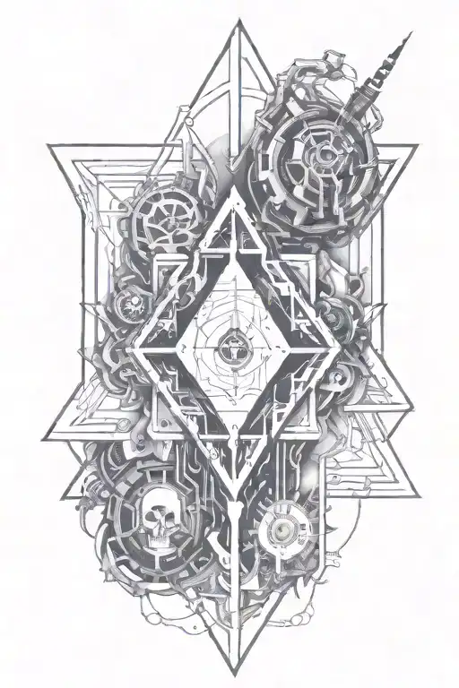 cyber sigilism tattoo design idea