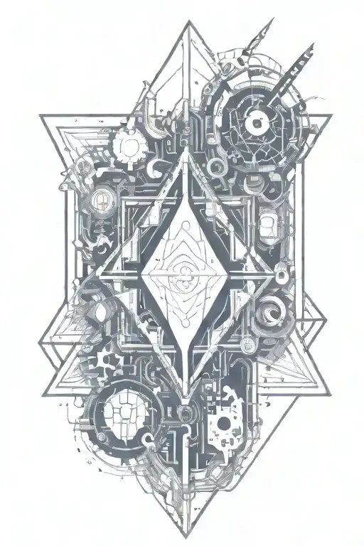 cyber sigilism tattoo design idea