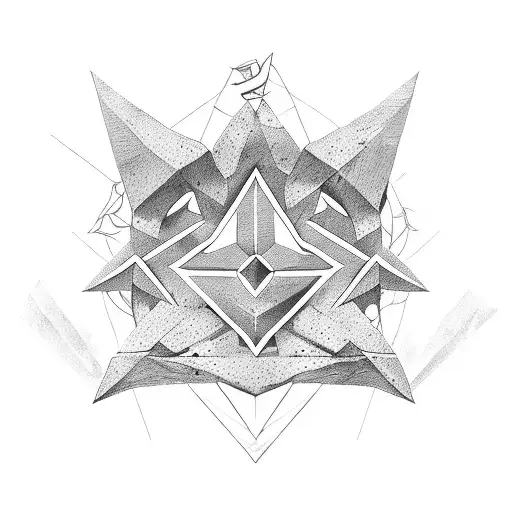 Age of mythology game cover with geometric triangular backgro und tattoo design idea