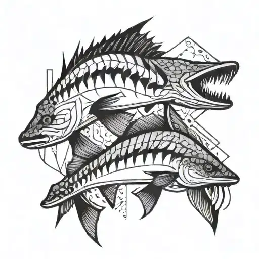 3 violent barracudas tattoo design idea