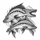 3 violent barracudas tattoo design idea
