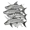 3 violent barracudas tattoo design idea