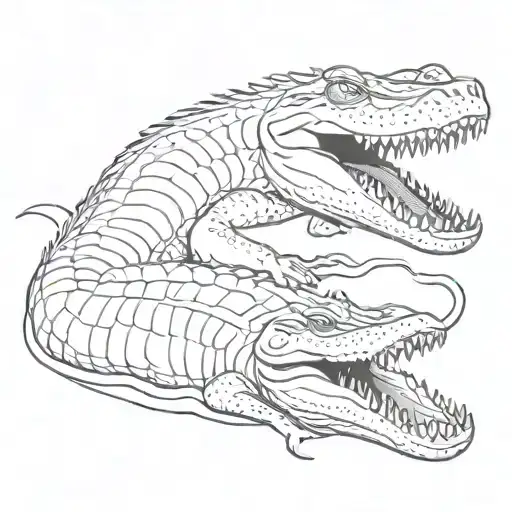Alligator being dominated by woman tattoo design idea