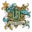 Main Element: A bold, stylized banner with the name "Luigi Ferreli" prominently displayed.  Dates: Underneath the banner tattoo design idea