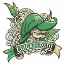 Main Element: A bold, stylized banner with the name "Luigi Ferreli" prominently displayed.  Dates: Underneath the banner tattoo design idea