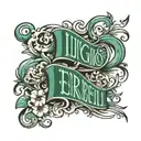 Main Element: A bold, stylized banner with the name "Luigi Ferreli" prominently displayed.  Dates: Underneath the banner tattoo design idea