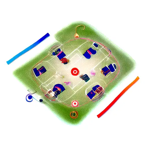 An abstract representation of a soccer field in the shape of a treble clef tattoo design idea