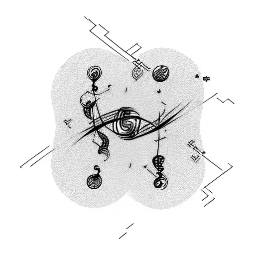 An abstract representation of a soccer field in the shape of a treble clef tattoo design idea