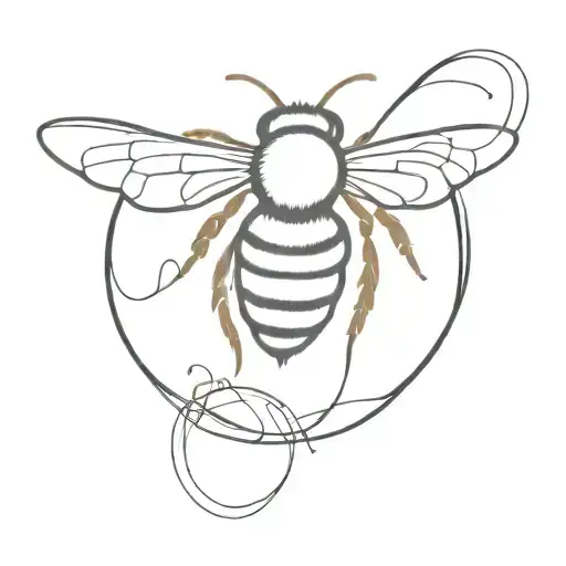 Bee flying in a loop similar to cancer symbol tattoo design idea