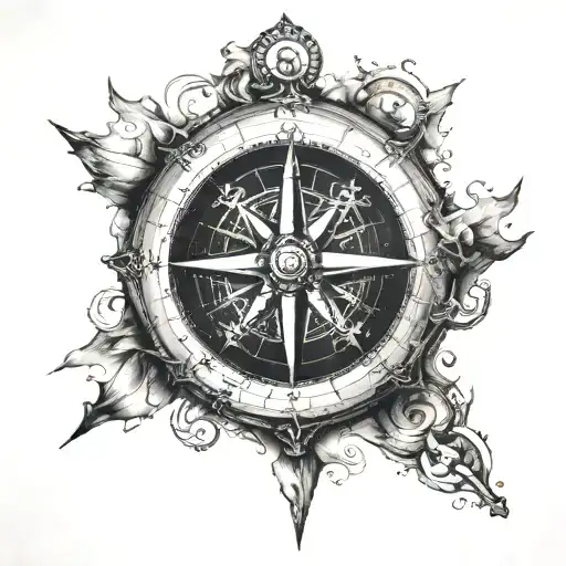 Peter Pan compass design tattoo design idea