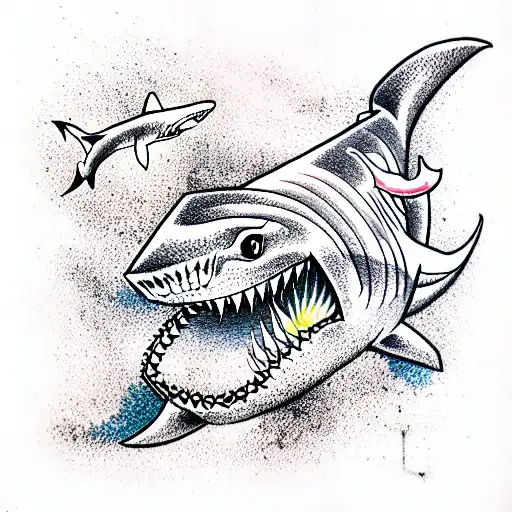 Premium Vector  Japanese samurai shark illustration logo with tattoo