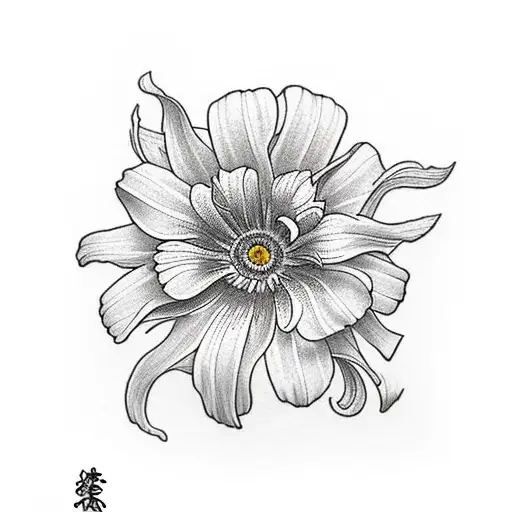 Daisy, gladiolus, Morning Glory, Chrysanthemums tattoo design idea