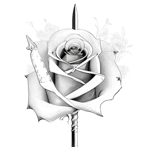 sword with Rose tattoo design idea