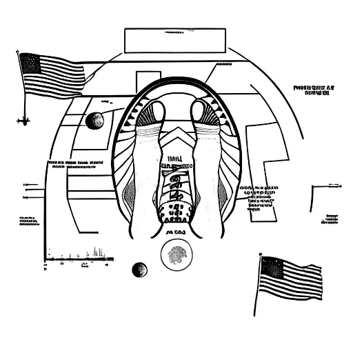 Neil Armstrong’s foot print on the moon, but only 70-80% complete like the unfinished block P of Purdue tattoo design idea