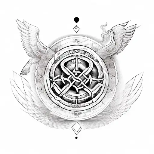Viking rune for marriage and eye surrounded with wings for long design tattoo tattoo design idea