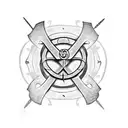 Viking rune for marriage and eye surrounded with wings tattoo design idea