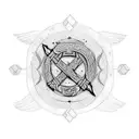Viking rune for marriage and eye surrounded with wings tattoo design idea