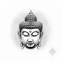 buddha face with temple backgrouind tattoo design idea