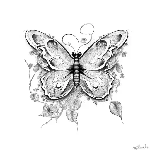 butterfly, vine wrapping around tattoo design idea