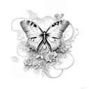 butterfly, rose, vine wrapping around tattoo design idea