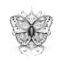butterfly, rose, vine wrapping around tattoo design idea