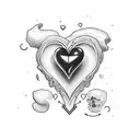 JIMONE spelled out vertically with a heart tattoo design idea