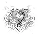 JIMONE spelled out vertically with a heart tattoo design idea