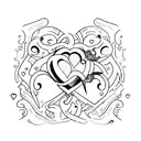 JIMONE spelled out vertically with a heart tattoo design idea