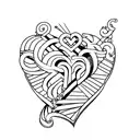 JIMONE spelled out vertically with a heart tattoo design idea