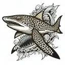 Leopard shark swimming tattoo design idea
