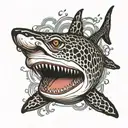 Leopard shark swimming tattoo design idea
