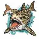 Leopard shark swimming tattoo design idea