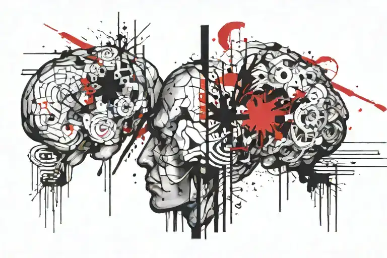 right vs left brain with neurodivergence tattoo design idea